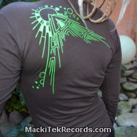 Long Sleeve T-Shirt Dark Brown MackiTek Abstract Solar Perfect Green