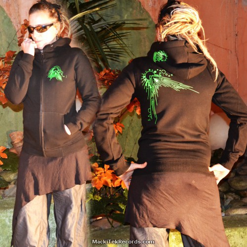 Zip Jacket Women Black MackiTek Abstract Solar Perfect Green