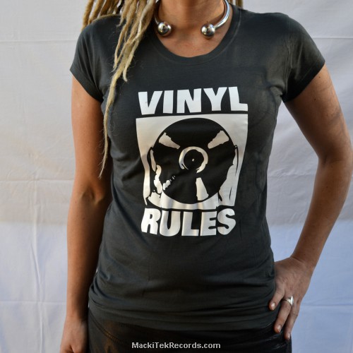 T-Shirt Grey Women MackiTek Vinyl Rules