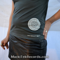 T-Shirt Gris M Femme MackiTek Mandala 01