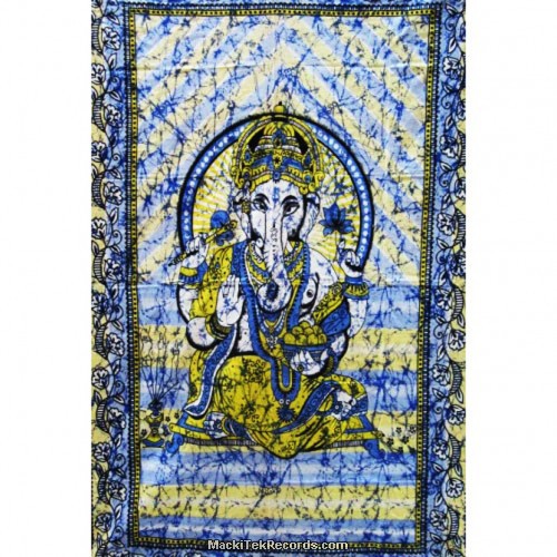 Tenture Ganesh Batik Bleu