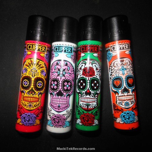 x4 Lighters Clipper Mexican Skulls 3