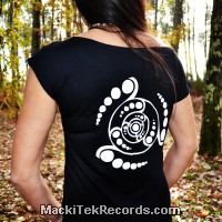 T-Shirt Women Black Crop Circle 08V2