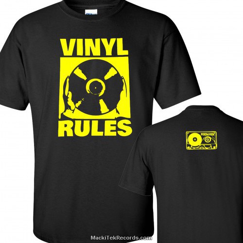 T-Shirt Black Vinyl Rules Yellow